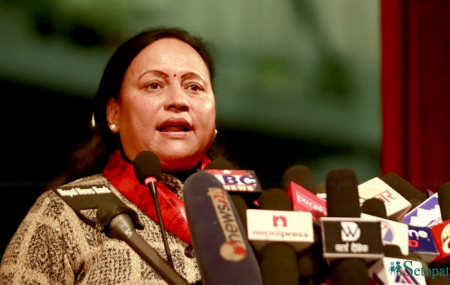 राष्ट्रिय जनमोर्चा पार्टीकी उपाध्यक्ष दुर्गा पौडेल। तस्बिरः नवीनबाबु गुरूङ/सेतोपाटी